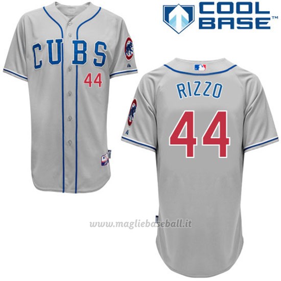 Maglia Baseball Uomo Chicago Cubs 44 Anthony Rizzo Autentico Collezione Grigio Cool Base